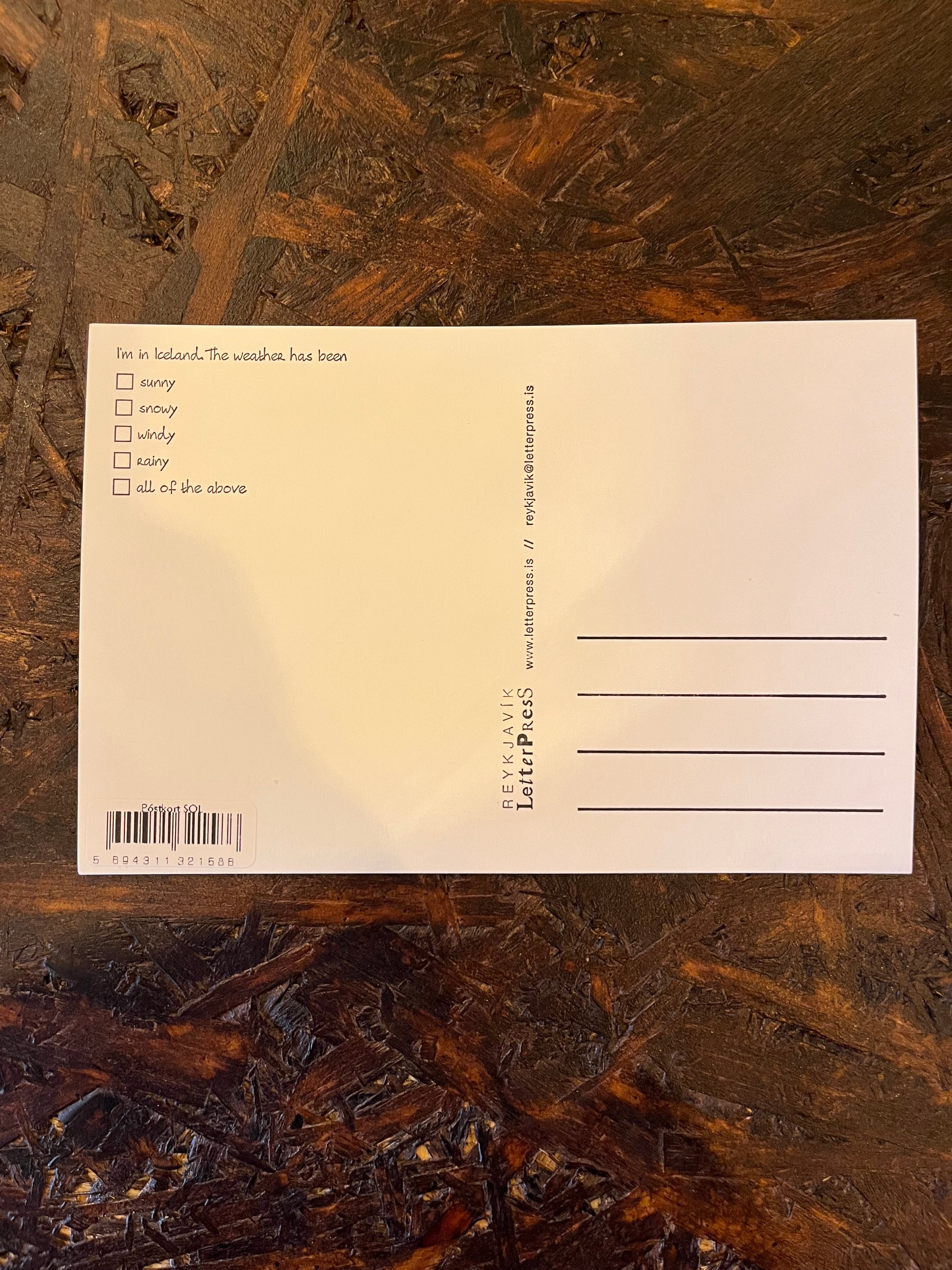Postcard - Reykjavík Letterpress