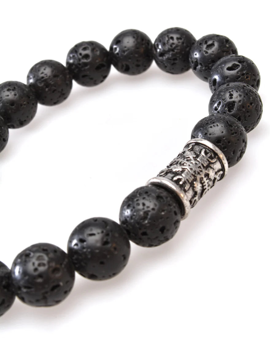 Ægishjálmur Wristband with Lava Pearls