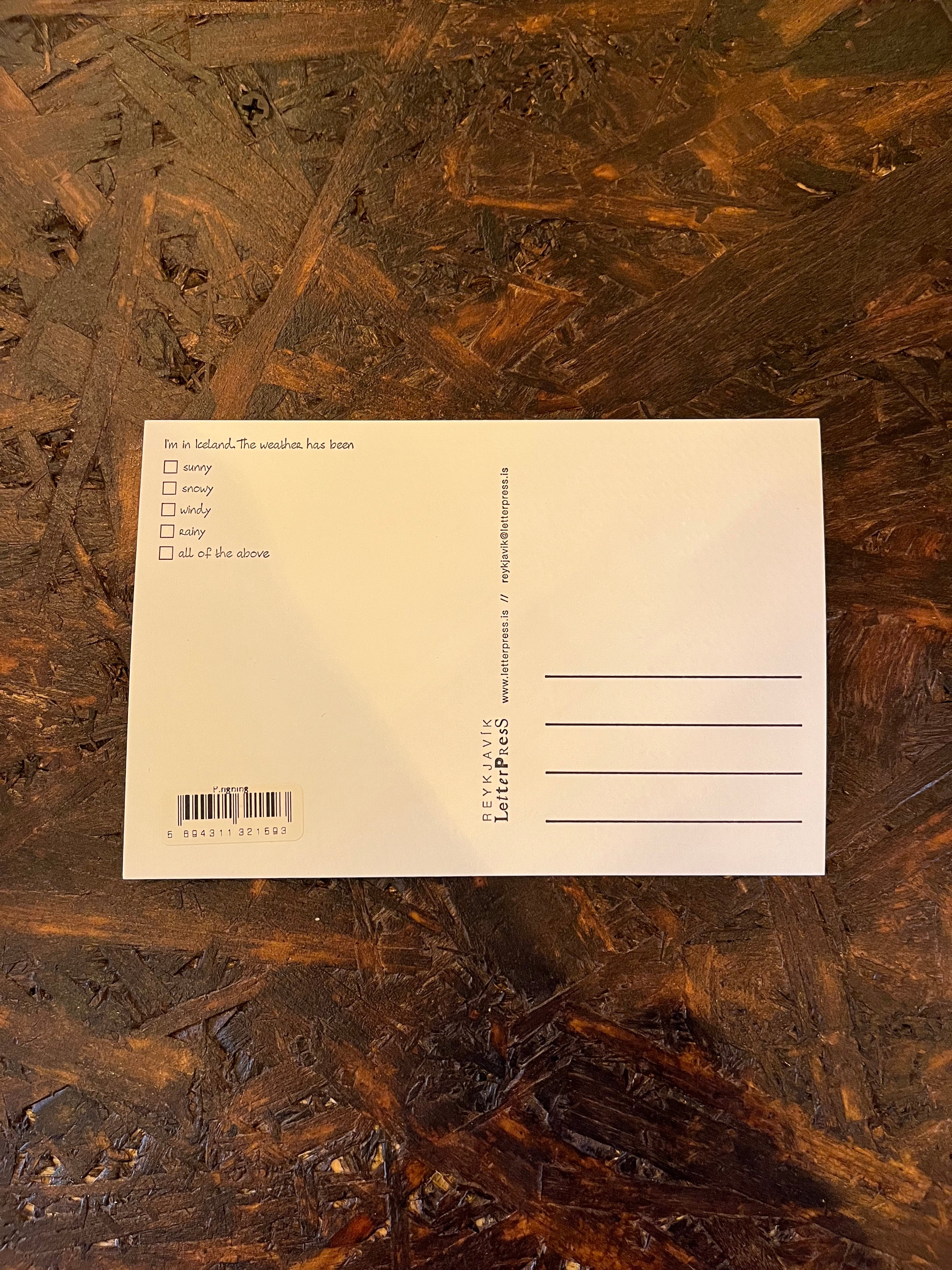 Postcard - Reykjavík Letterpress