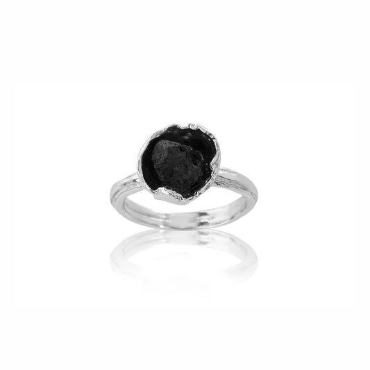 SIGN Ring Thick Silver Lava Stone