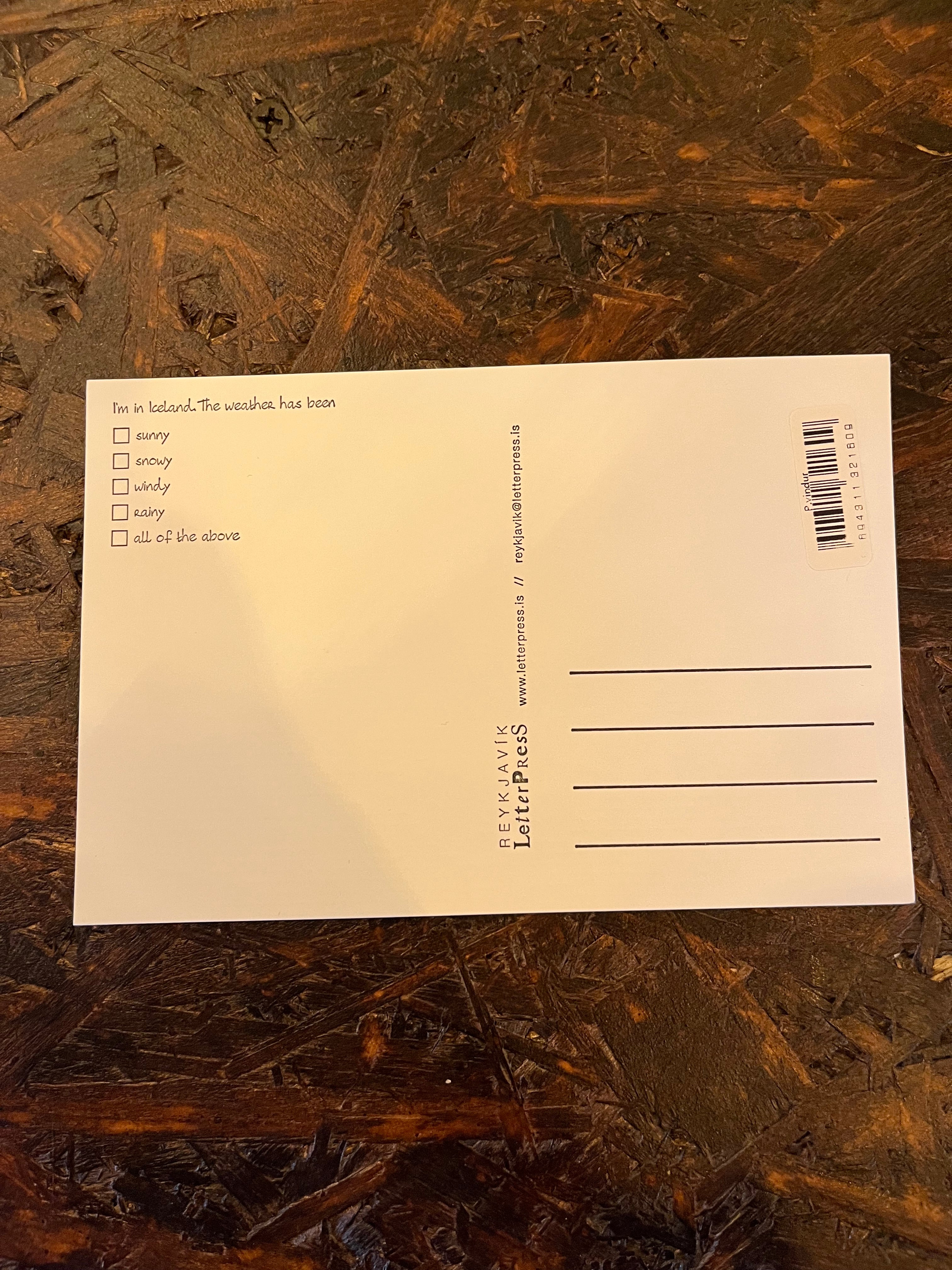 Postcard - Reykjavík Letterpress
