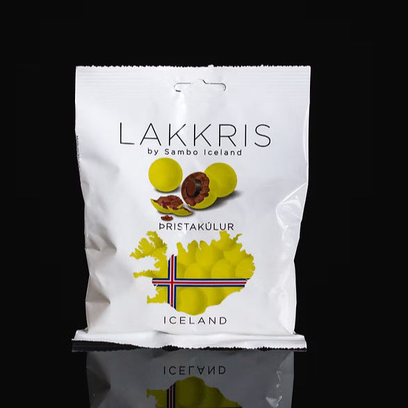 Lakkrís - Þristakúlur / Yellow pearls - Sambó Iceland