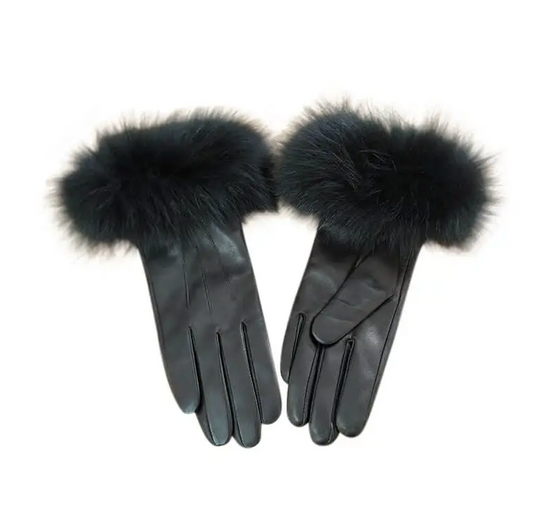 Gloves Mamma Reykjavík Women Fox Fur Black with puffy edge