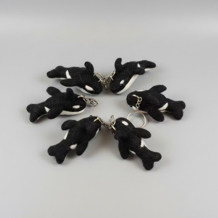 Handmade Wool Orca Keychain