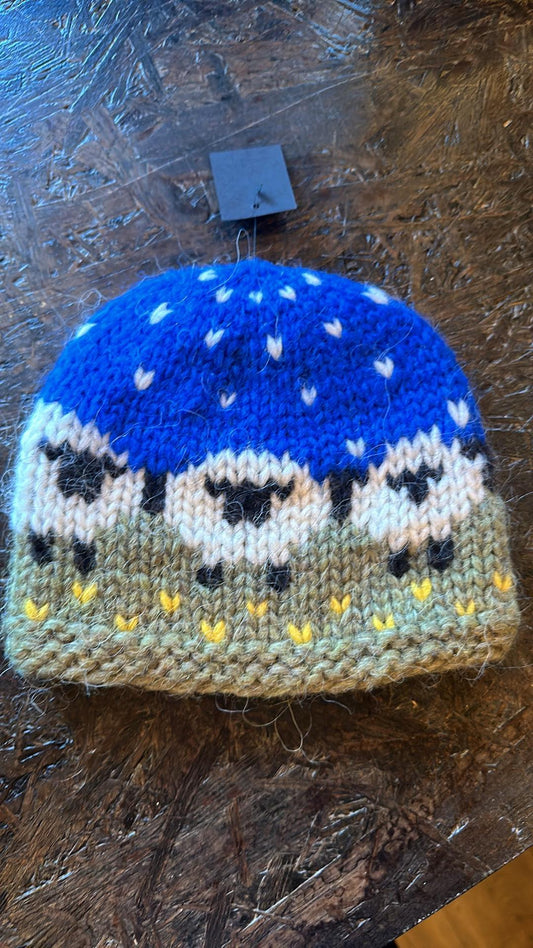 Knitted Hat With Sheep