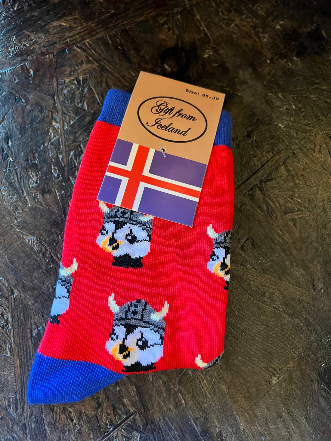 Socks Puffin Vikings Red - Gift from Iceland