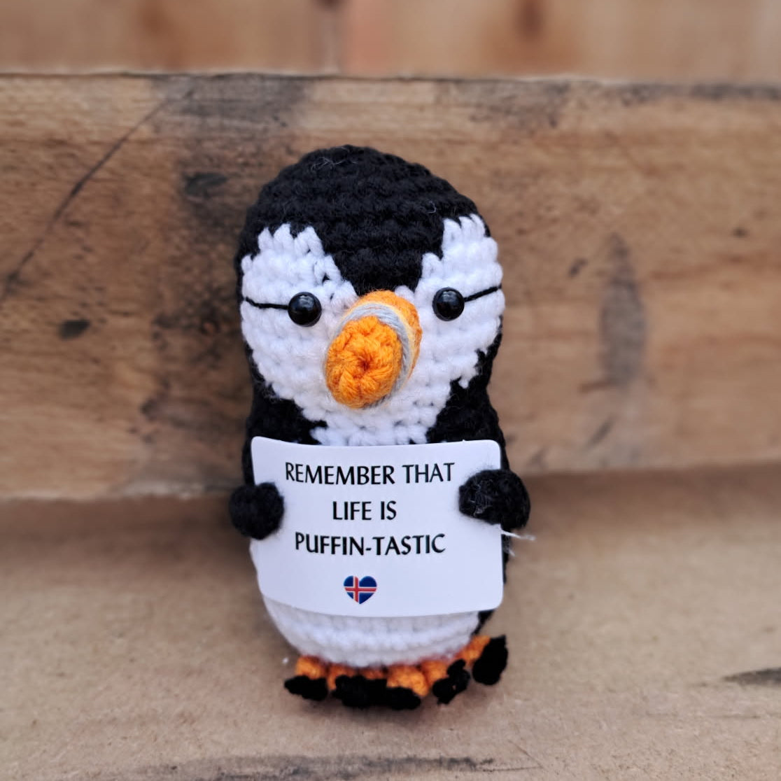 Positive Puffin With Sign - Remember Iceland